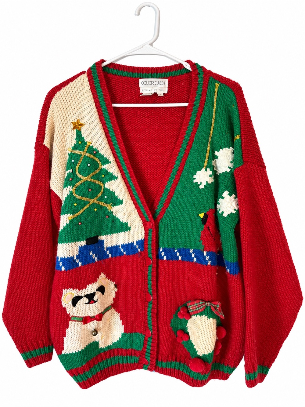 Women's Red & Green Christmas Cardigan Sweater